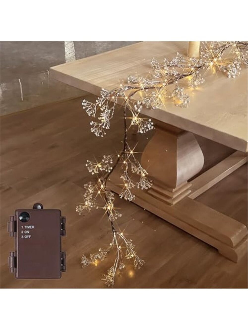 Lighted Garland 6FT Warm White LED Floral Garland Battery Timer Wedding Decor